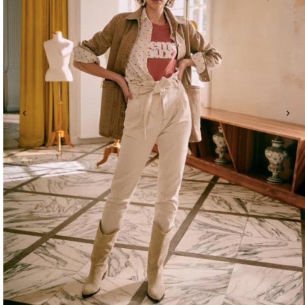 Sezane Austin trousers in Ecru, size 38